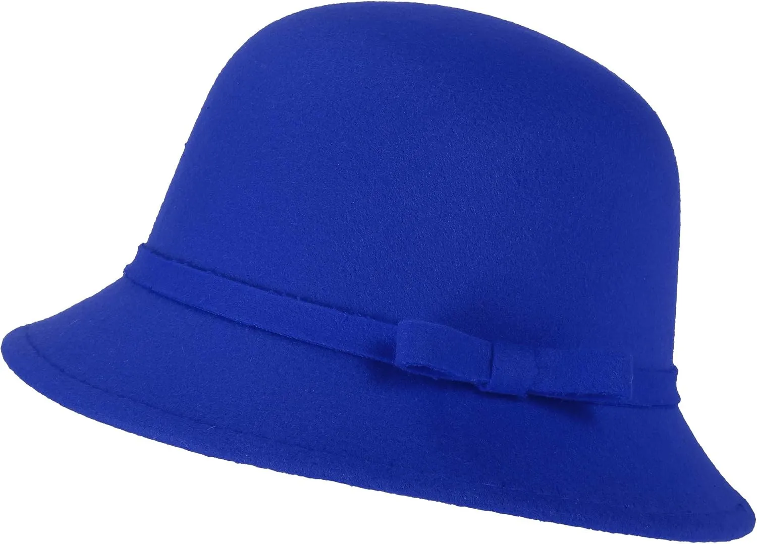 Women Felt Hat, Bucket Hat, Adjustable Vintage Bowler Suede Wool Hat with Bowknot