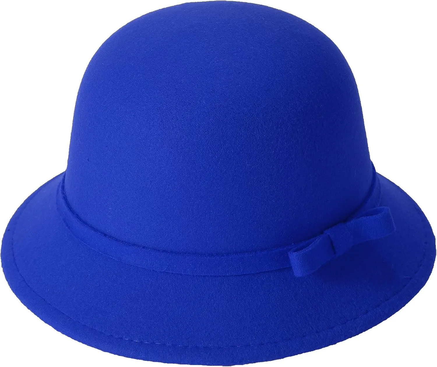 Women Felt Hat, Bucket Hat, Adjustable Vintage Bowler Suede Wool Hat with Bowknot