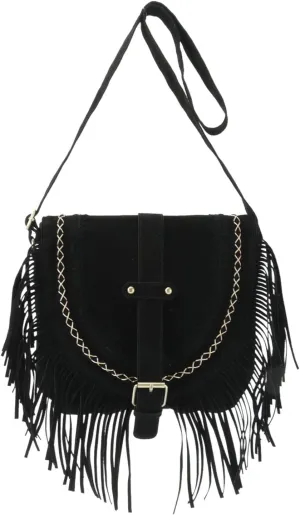 Women Fringe Hobo Bag Retro Tassel Shoulder Bag Fringe Purse Suede Tassel Hippie Saddle bag