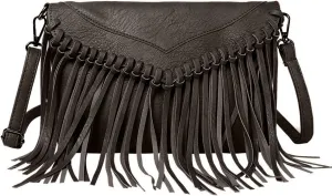 Women Fringe Hobo Purse Vintage Tassel Shoulder Bag Black Tassel Handbags