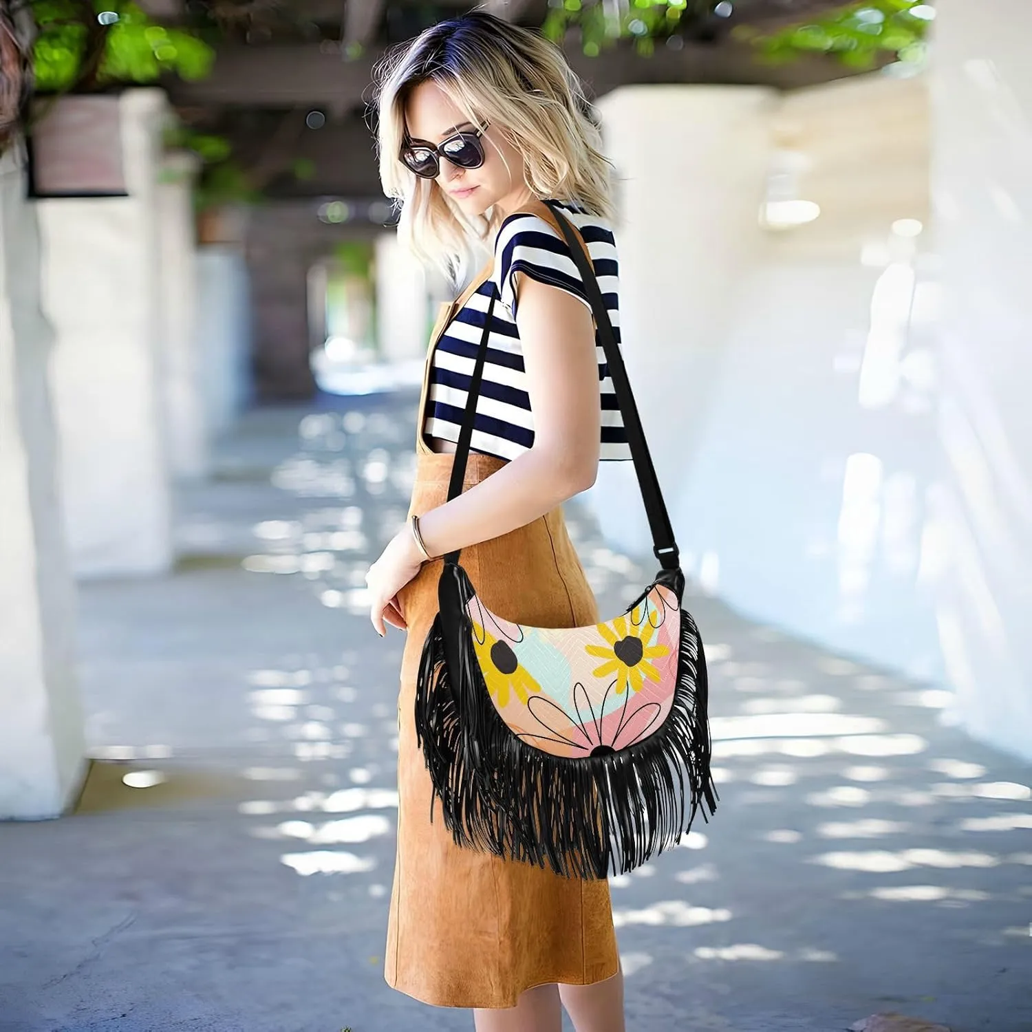 Women Fringe Tassel Cross Body Bag Leisure Shoulder Bag