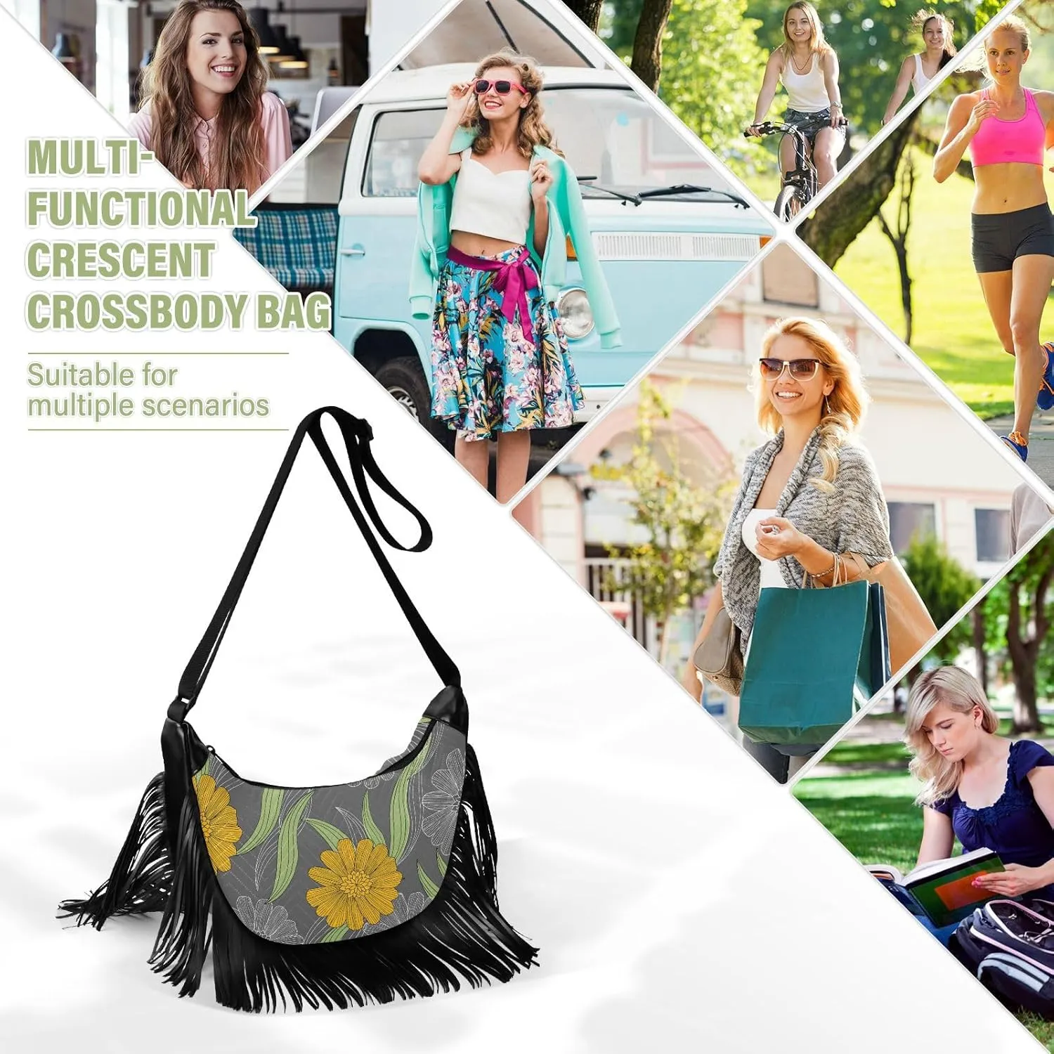 Women Fringe Tassel Cross Body Bag Leisure Shoulder Bag