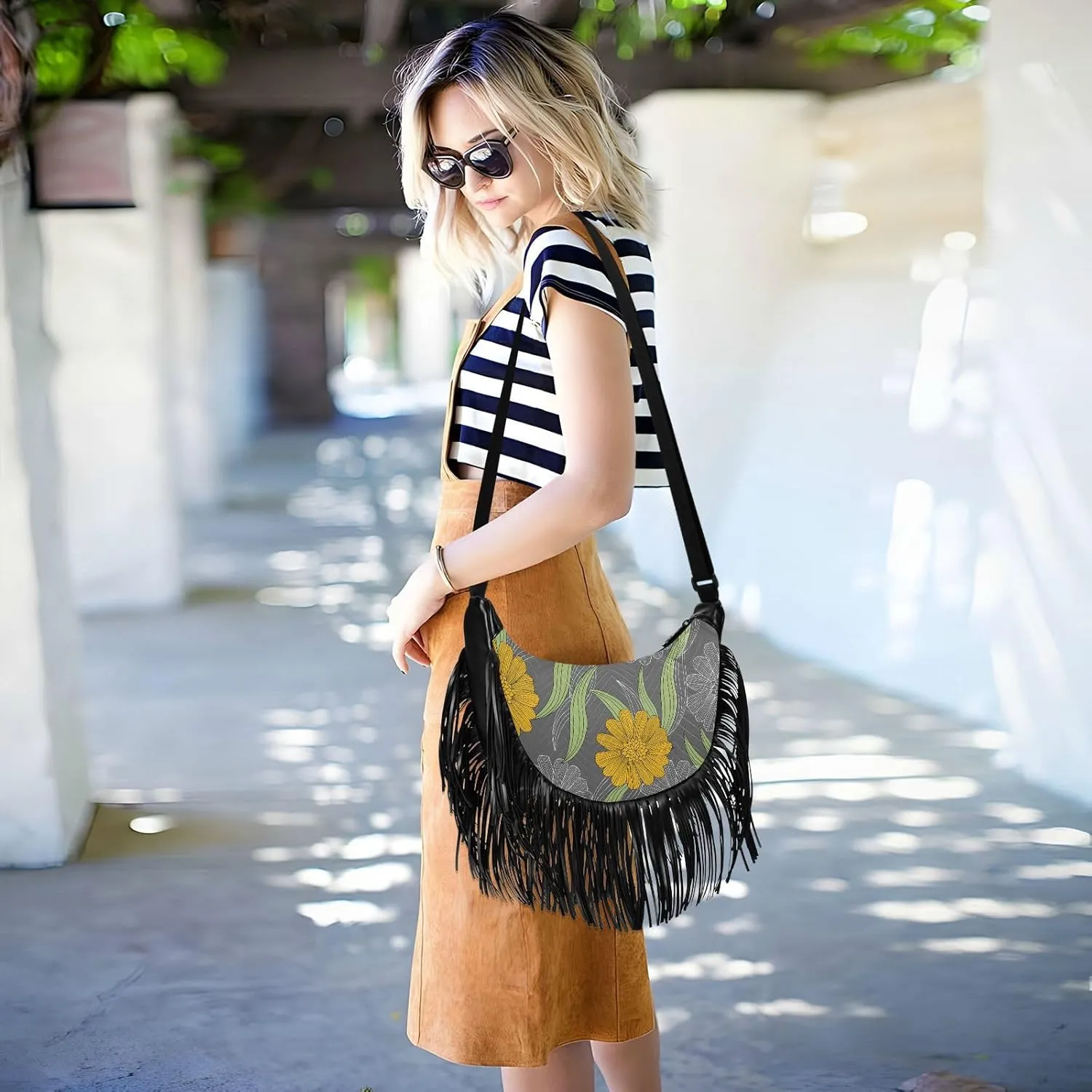 Women Fringe Tassel Cross Body Bag Leisure Shoulder Bag