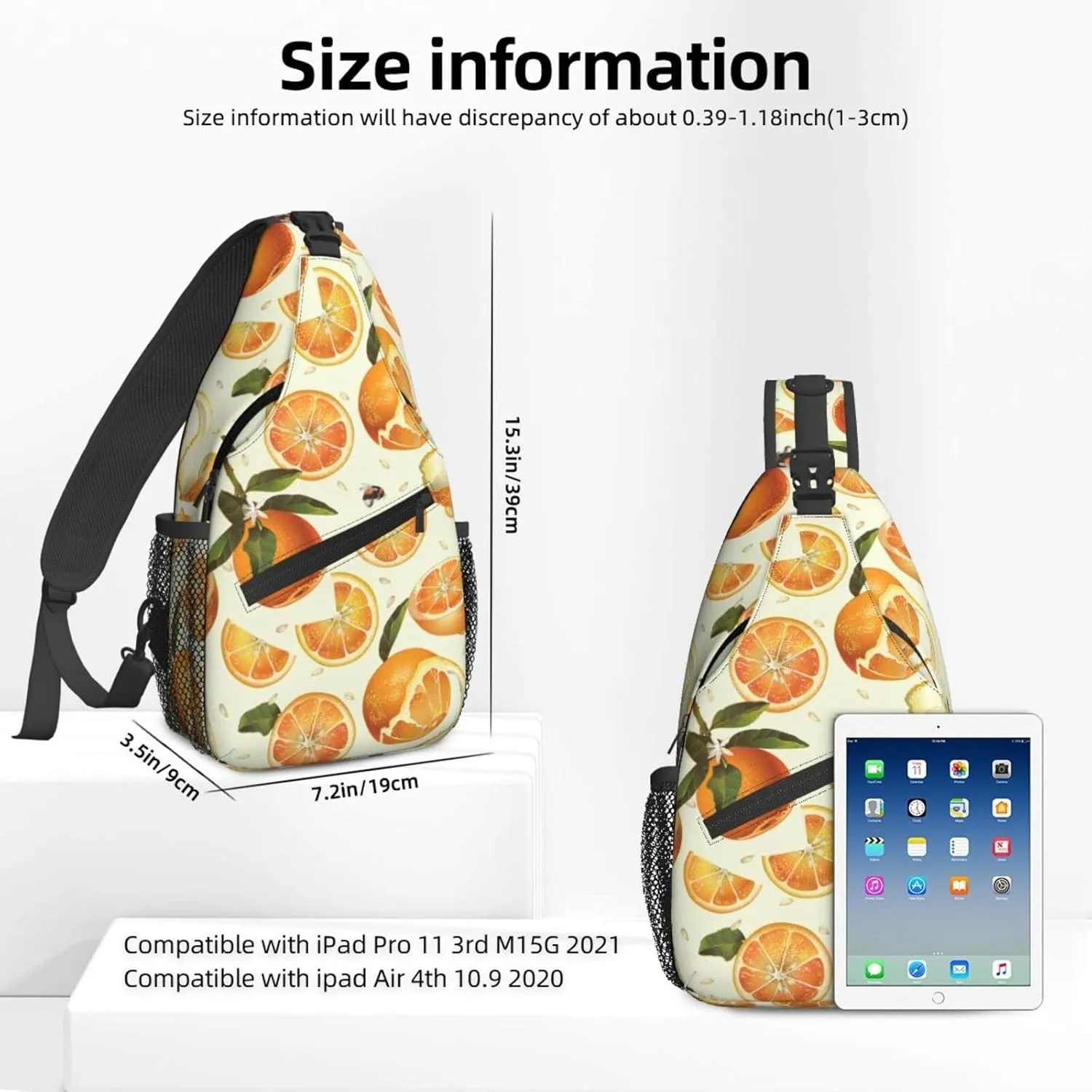 Women Juice Orange Bee Citrus Crossbody Sling Backpack for Men Chest Bag Shoulder Bag Lightweight One Strap Backpack Travel Outdoor Daypack