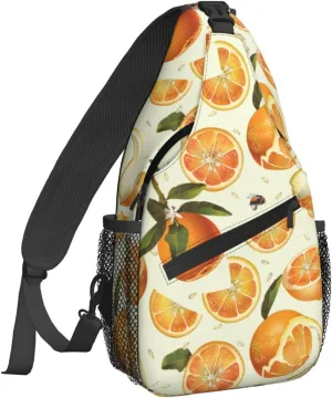 Women Juice Orange Bee Citrus Crossbody Sling Backpack for Men Chest Bag Shoulder Bag Lightweight One Strap Backpack Travel Outdoor Daypack