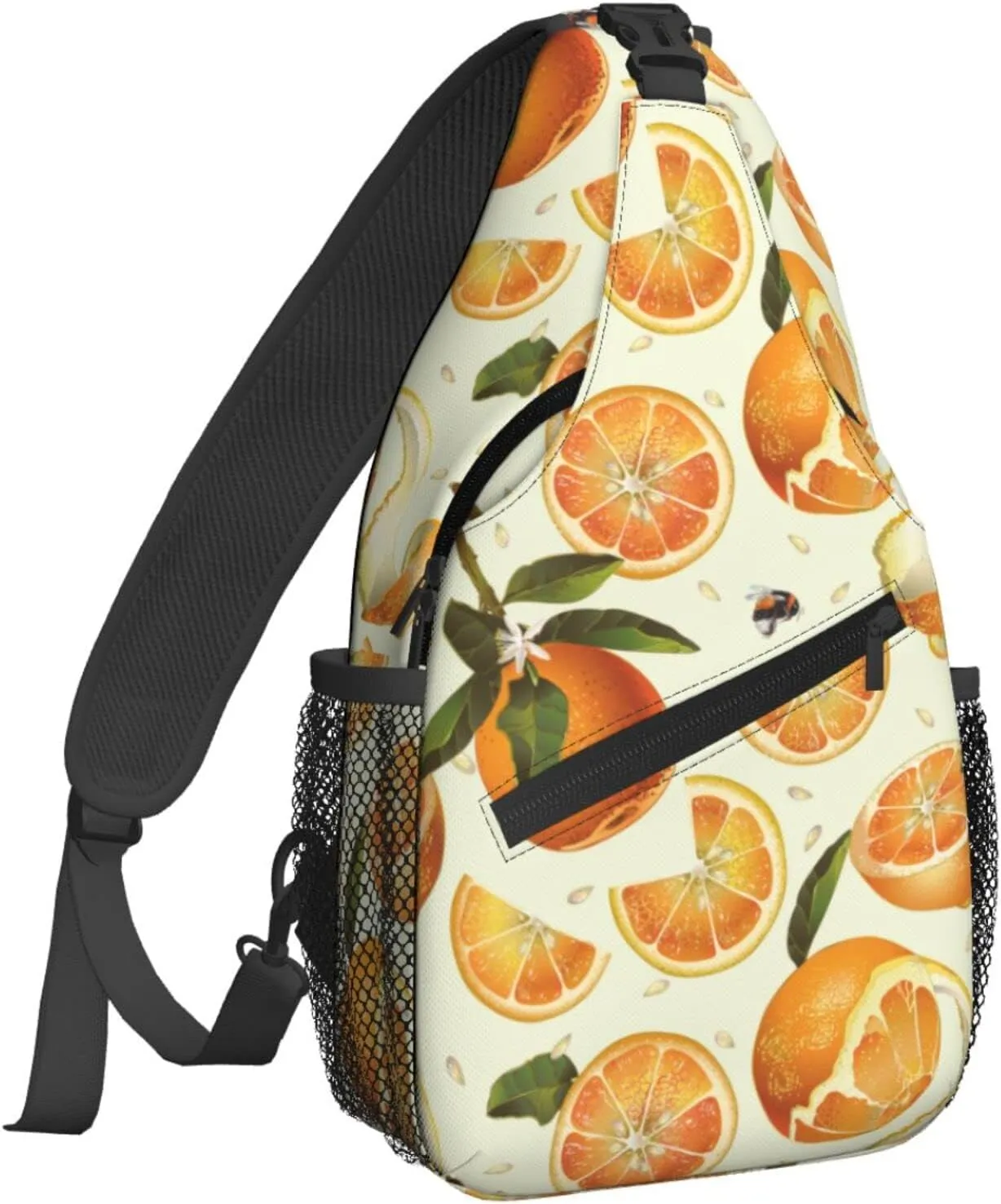 Women Juice Orange Bee Citrus Crossbody Sling Backpack for Men Chest Bag Shoulder Bag Lightweight One Strap Backpack Travel Outdoor Daypack