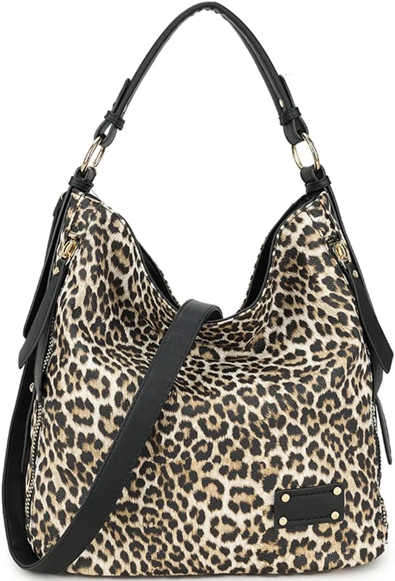 Women Leopard Print Handbag and Purse Tassels Tote Large Shoulder Bag Tote Satchel with Adjustable Shoulder Strap