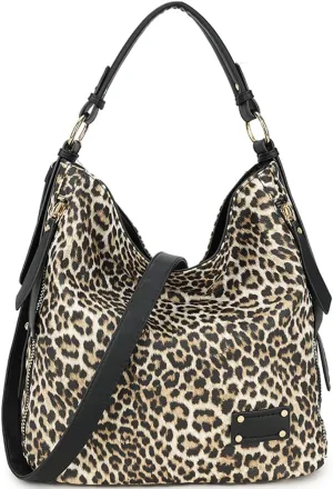 Women Leopard Print Handbag and Purse Tassels Tote Large Shoulder Bag Tote Satchel with Adjustable Shoulder Strap