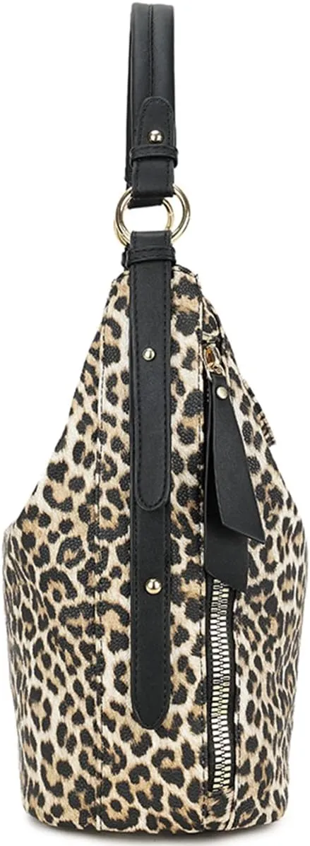 Women Leopard Print Handbag and Purse Tassels Tote Large Shoulder Bag Tote Satchel with Adjustable Shoulder Strap