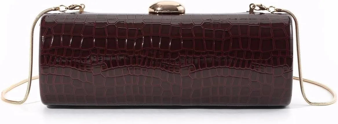 Women Luxury PU Alligator Formal Clutch Purse Crocodile Print Evening Bag with Removable Chain for Work Cocktail