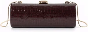 Women Luxury PU Alligator Formal Clutch Purse Crocodile Print Evening Bag with Removable Chain for Work Cocktail