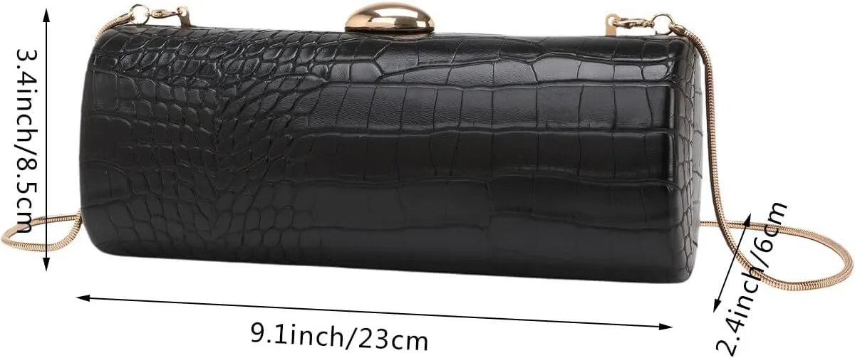 Women Luxury PU Alligator Formal Clutch Purse Crocodile Print Evening Bag with Removable Chain for Work Cocktail