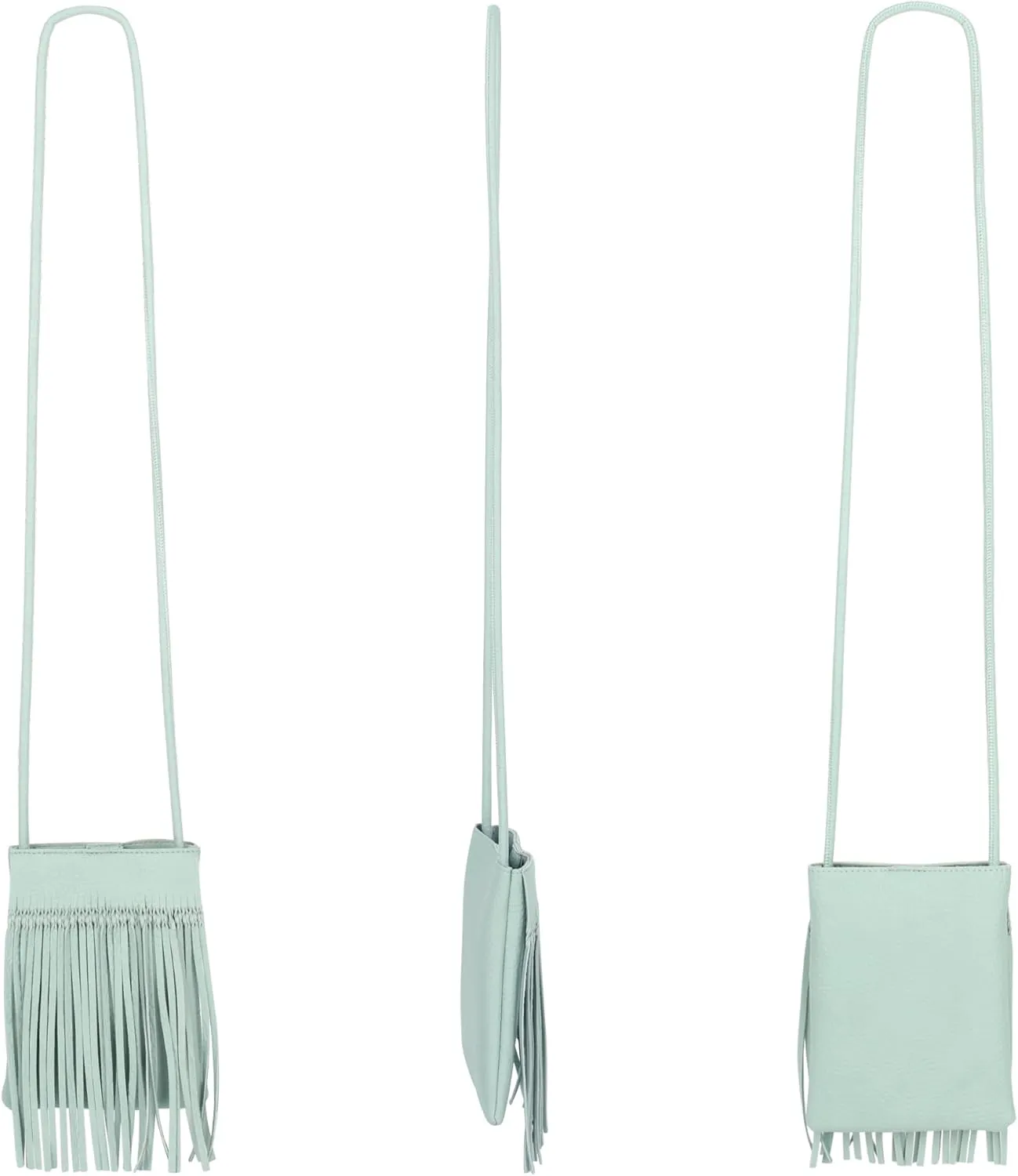 Women Mini Fringe Tassel PU Leather Crossbody Bag Hobo Bag Cell Phone Coin Purse Wallet