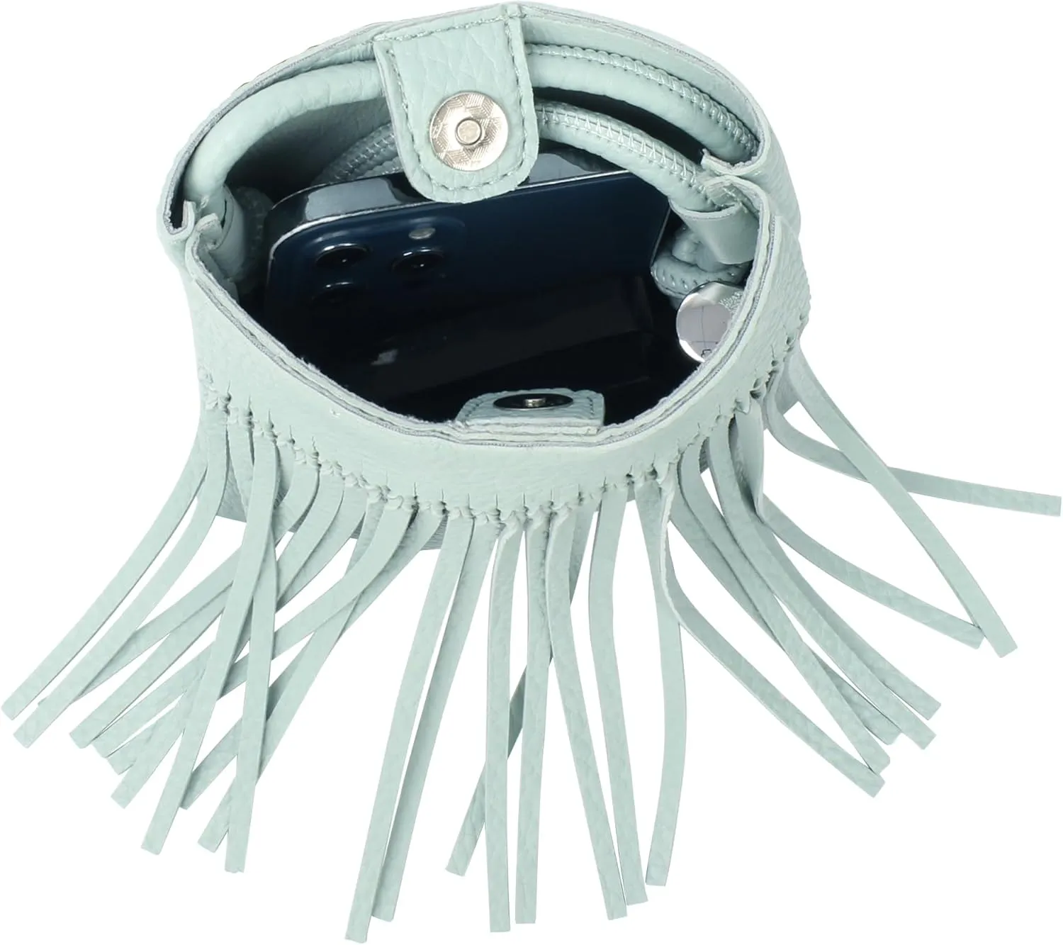 Women Mini Fringe Tassel PU Leather Crossbody Bag Hobo Bag Cell Phone Coin Purse Wallet