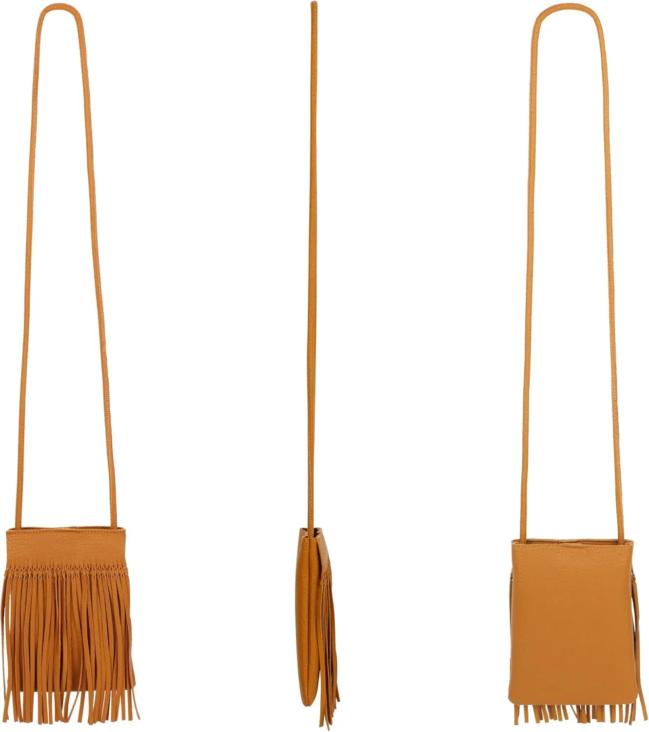Women Mini Fringe Tassel PU Leather Crossbody Bag Hobo Bag Cell Phone Coin Purse Wallet