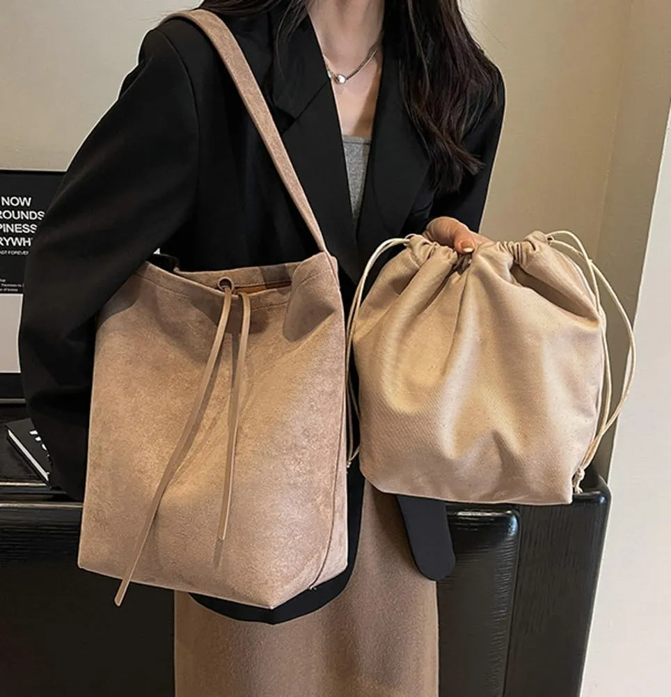 Women 's Tote Bag Suede Bucket Bag Handbag Bag Vegan Leather Shoulder Bag Retro Purse Work Travel 2024