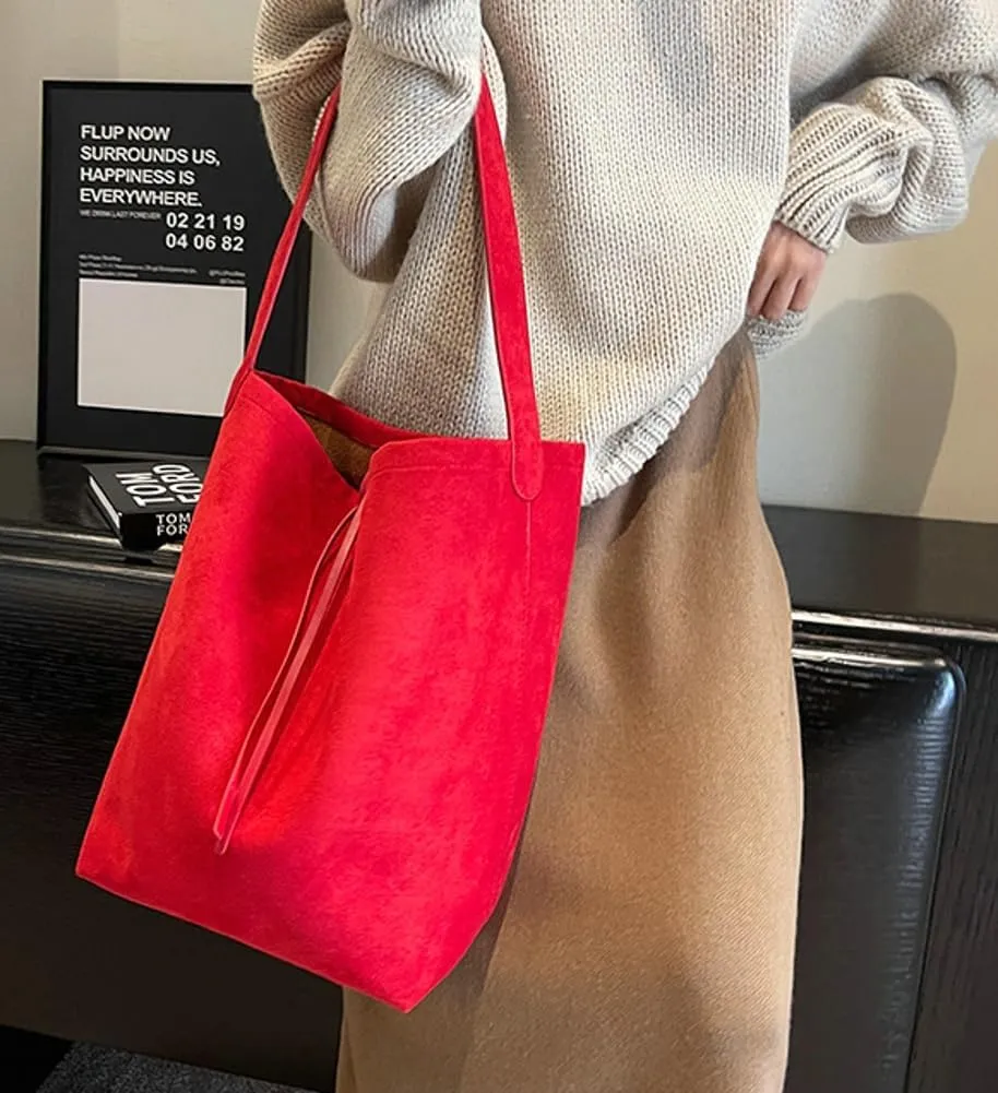 Women 's Tote Bag Suede Bucket Bag Handbag Bag Vegan Leather Shoulder Bag Retro Purse Work Travel 2024