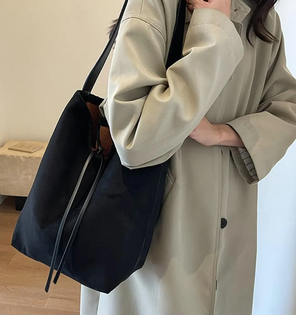 Women 's Tote Bag Suede Bucket Bag Handbag Bag Vegan Leather Shoulder Bag Retro Purse Work Travel 2024