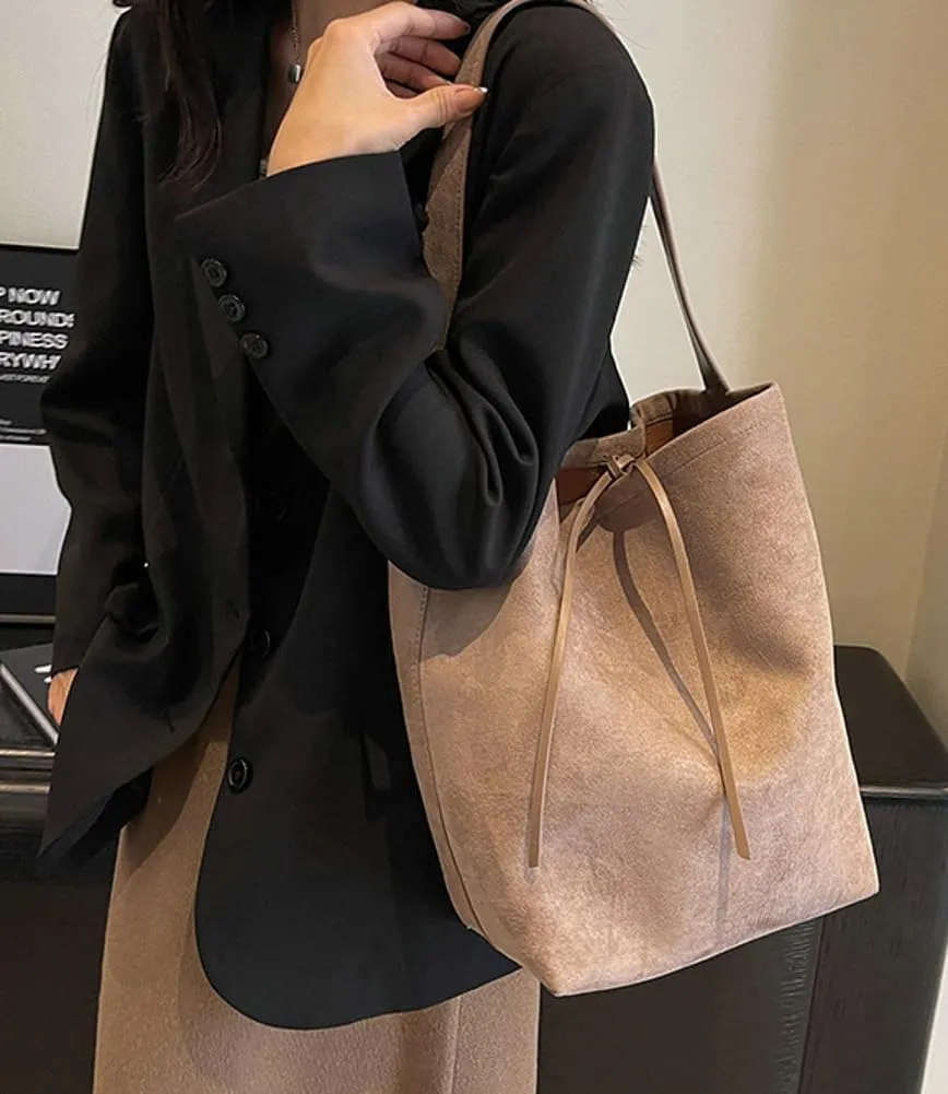 Women 's Tote Bag Suede Bucket Bag Handbag Bag Vegan Leather Shoulder Bag Retro Purse Work Travel 2024