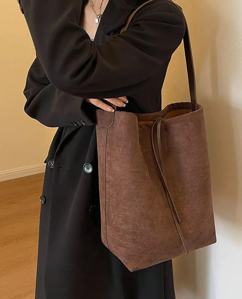 Women 's Tote Bag Suede Bucket Bag Handbag Bag Vegan Leather Shoulder Bag Retro Purse Work Travel 2024