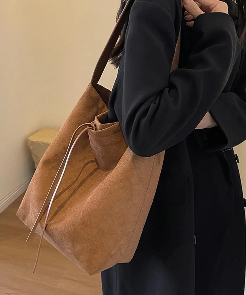 Women 's Tote Bag Suede Bucket Bag Handbag Bag Vegan Leather Shoulder Bag Retro Purse Work Travel 2024
