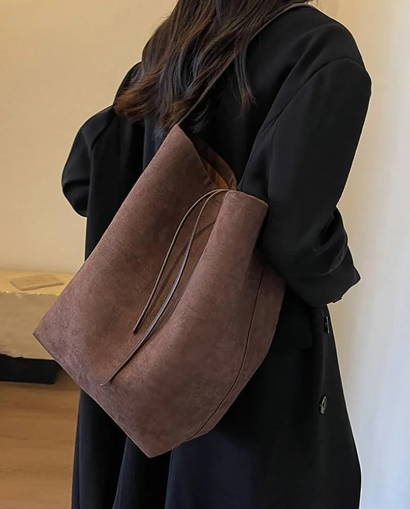 Women 's Tote Bag Suede Bucket Bag Handbag Bag Vegan Leather Shoulder Bag Retro Purse Work Travel 2024