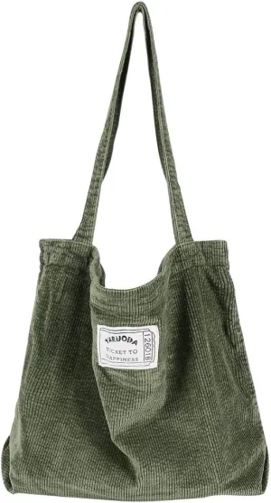 Women Shoulder Handbags Casual Hobo Bags Corduroy Shopper Tote Bag