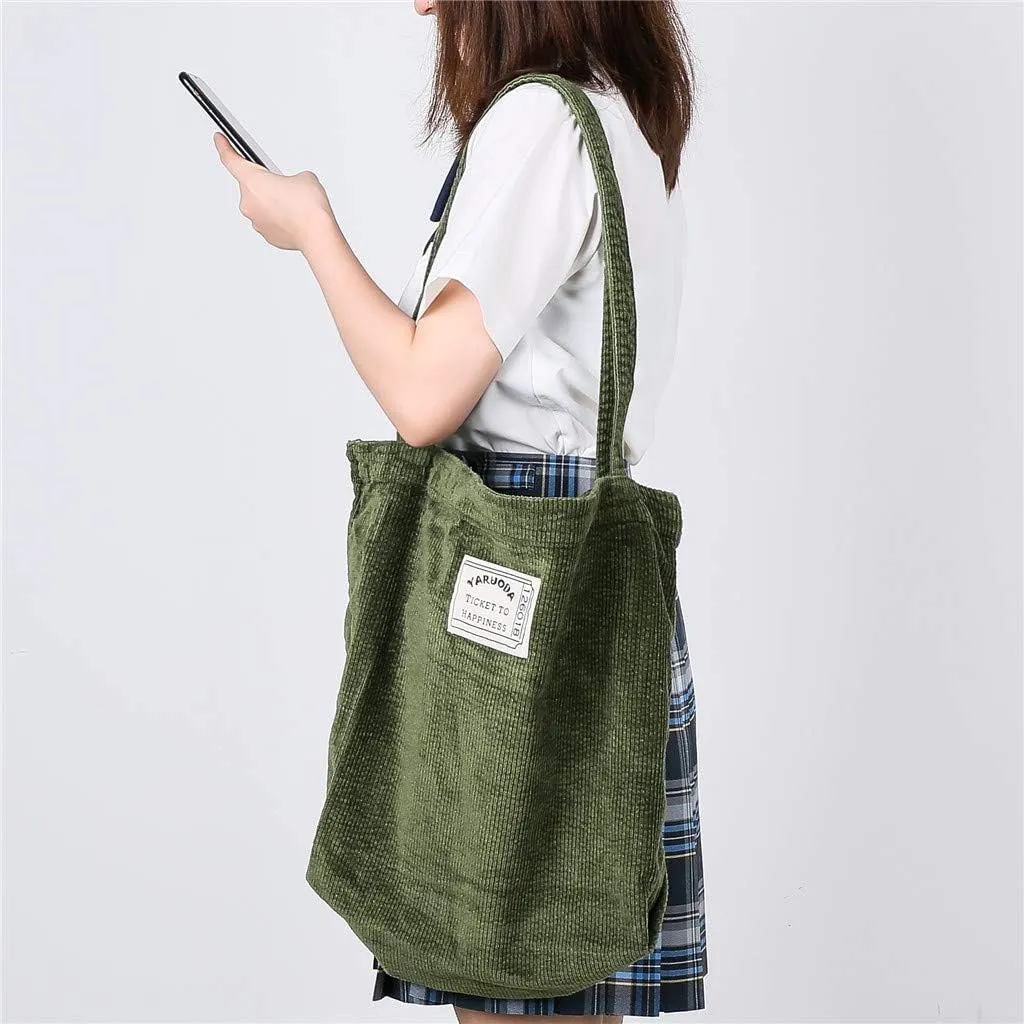 Women Shoulder Handbags Casual Hobo Bags Corduroy Shopper Tote Bag