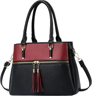 Women Tassels Satchel Bag Top-Handle Bag Shoulder Bag Handbag and Purse Pockets Zipper Leather Crossbody Bag Tote
