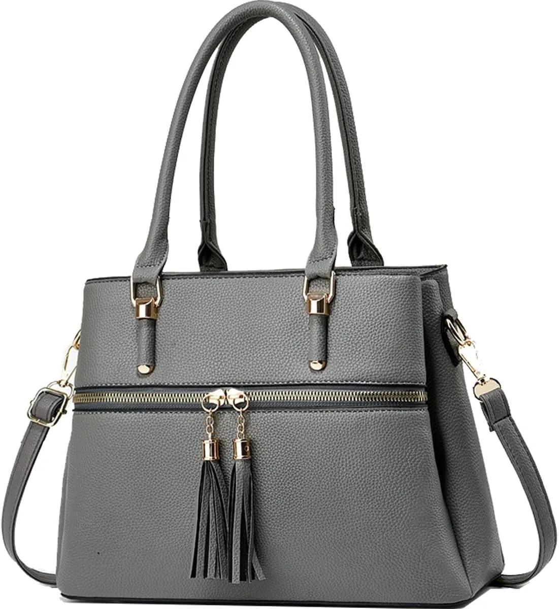 Women Tassels Satchel Bag Top-Handle Bag Shoulder Bag Handbag and Purse Pockets Zipper Leather Crossbody Bag Tote