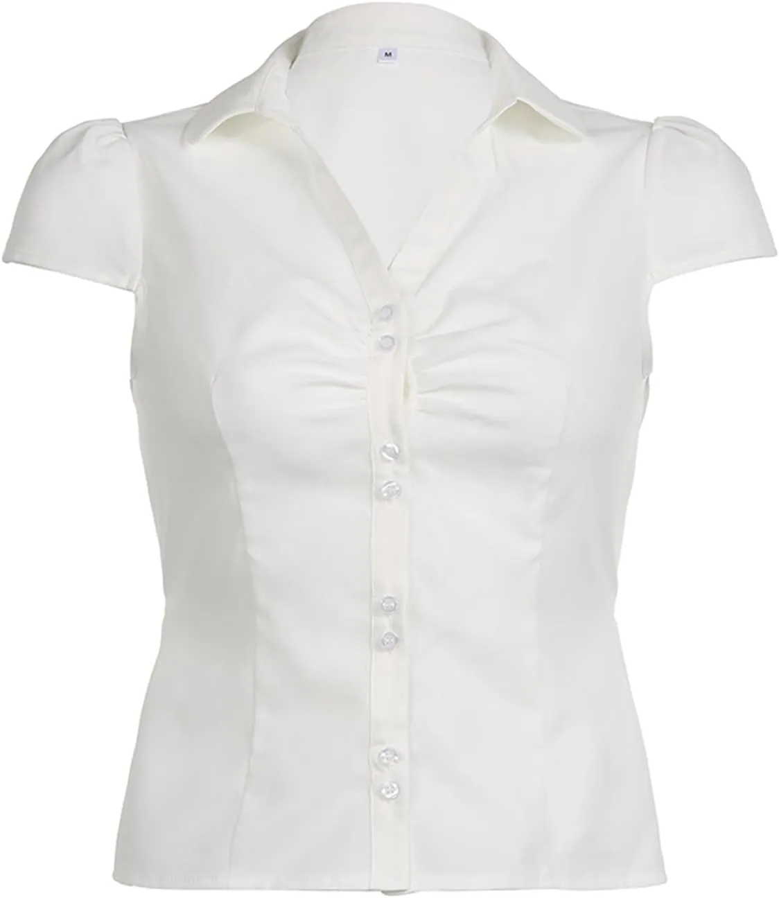 Women Y2k Button Up Shirt E-Girls Short Sleeve T Shirt Cute Babydoll Tee Fairy Lace Patchwork Top 90s Vintage Blouse