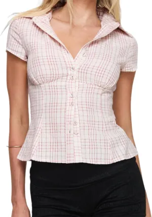Women Y2k Button Up Shirt E-Girls Short Sleeve T Shirt Cute Babydoll Tee Fairy Lace Patchwork Top 90s Vintage Blouse