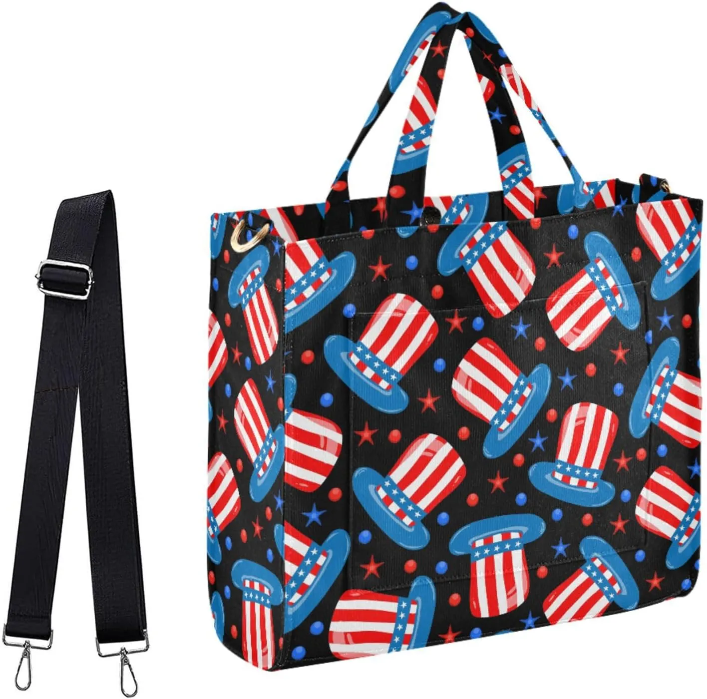 Womens American Presidential Hats Stars Satchel Tote Crossbody Bag for Weekender Travel Beach Gym