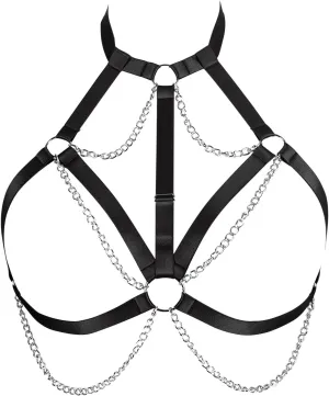 Women's Breast Body Harness Bra Plus Size Waist Cage Metal Chain Bra Gothic Christmas Carnival Halloween Dance Costume