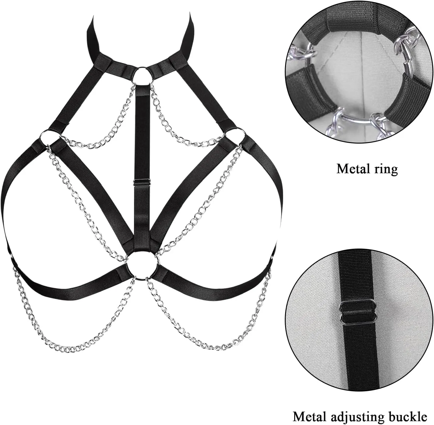 Women's Breast Body Harness Bra Plus Size Waist Cage Metal Chain Bra Gothic Christmas Carnival Halloween Dance Costume
