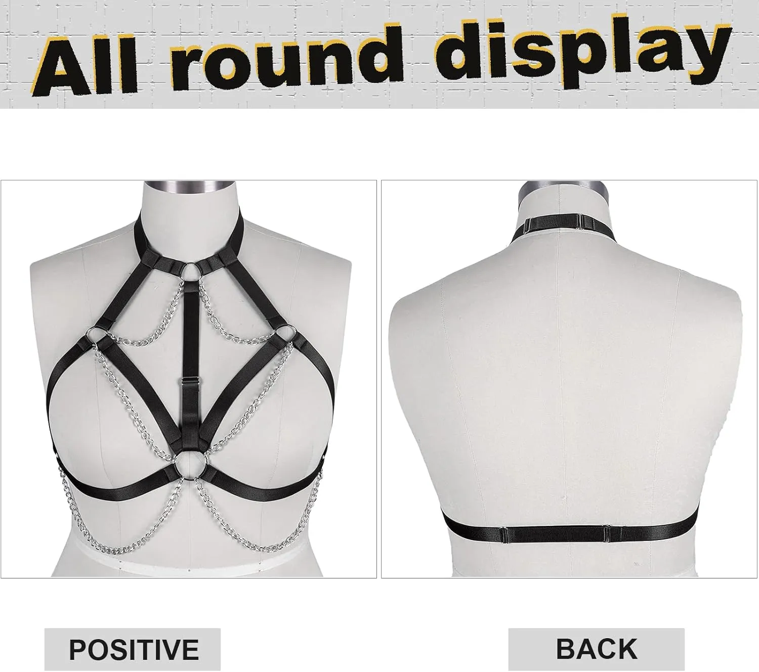 Women's Breast Body Harness Bra Plus Size Waist Cage Metal Chain Bra Gothic Christmas Carnival Halloween Dance Costume