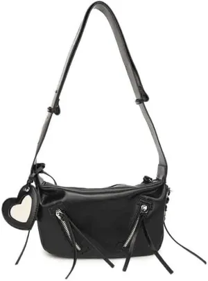Women’s Casual Fashion Rivet Crossbody Bag, Punk Style Y2K Gothic Fringe Shoulder Bag, PU Leather Hobo Tassel Satchel Purse