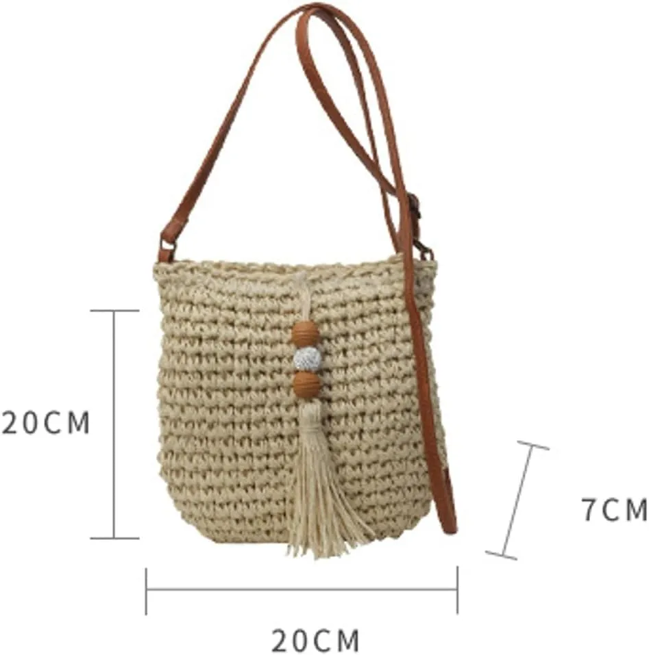 Womens Fashion Straw Crossbody Bags Woven Summer Beach Shoulder Tote Bag Bucket Purse Small Handbag Satchel 2024
