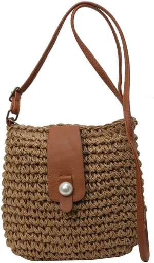 Womens Fashion Straw Crossbody Bags Woven Summer Beach Shoulder Tote Bag Bucket Purse Small Handbag Satchel 2024