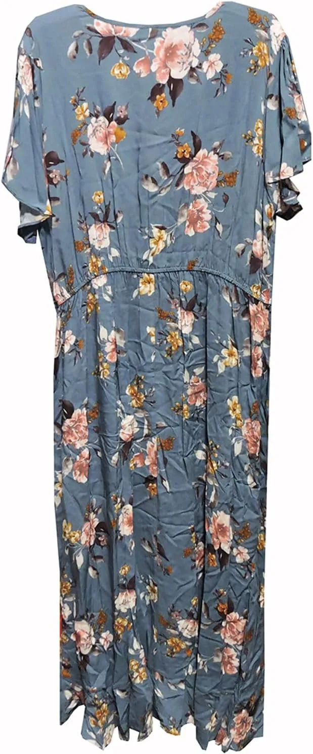 Women's Floral Print Short Sleeve Wrap Dress