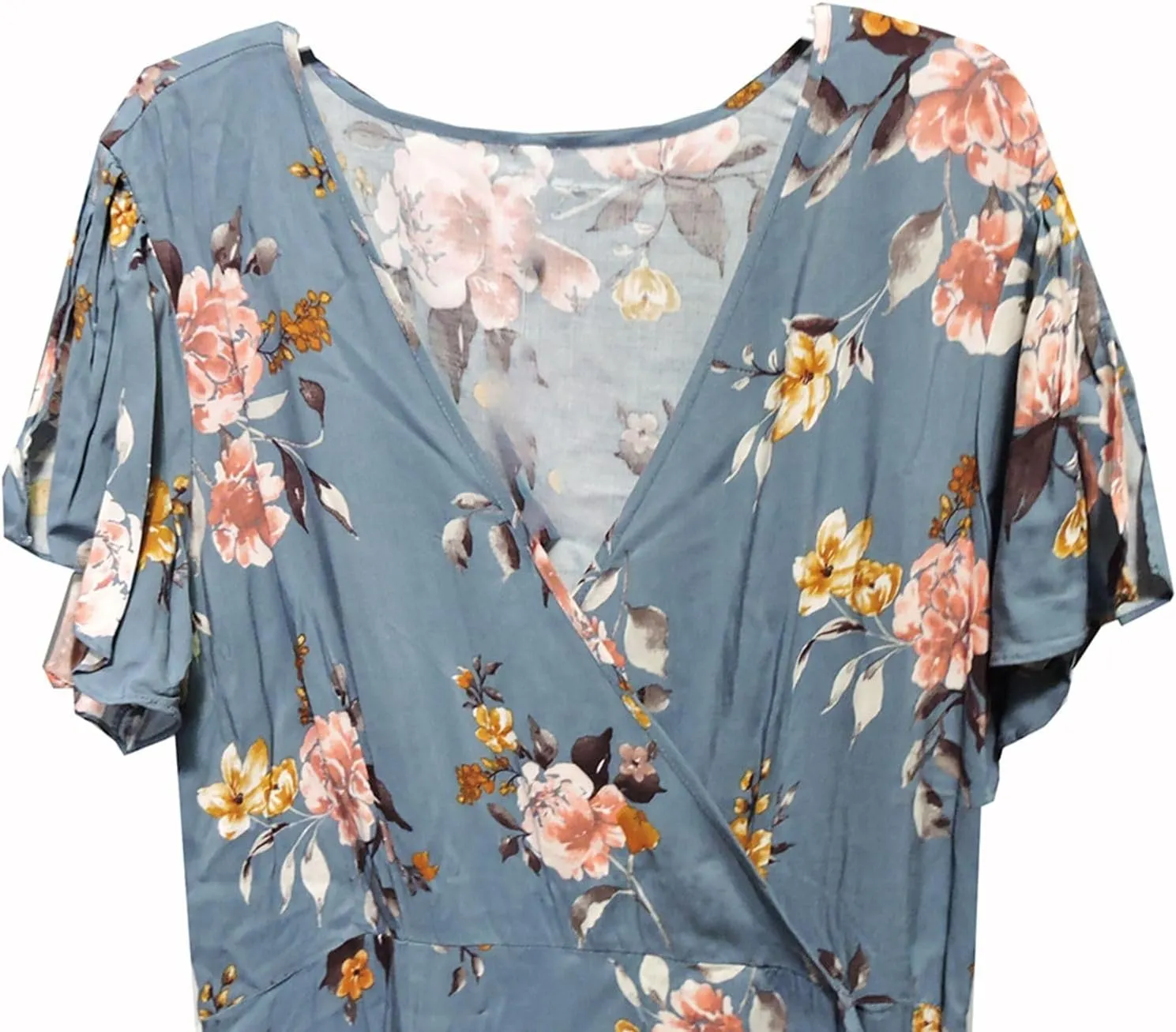 Women's Floral Print Short Sleeve Wrap Dress
