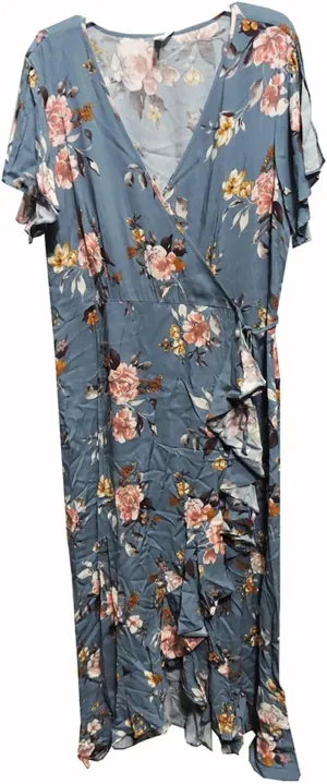 Women's Floral Print Short Sleeve Wrap Dress