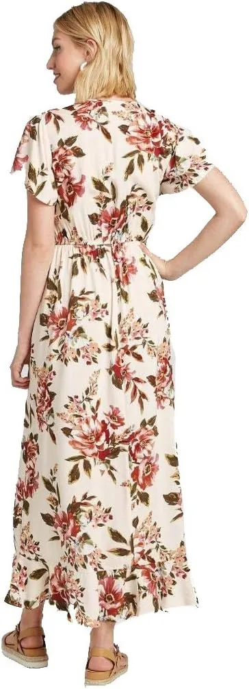 Women's Floral Print Short Sleeve Wrap Dress