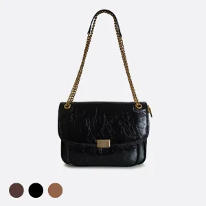 Women's genuine waxed cowhide leather messenger satchel bag