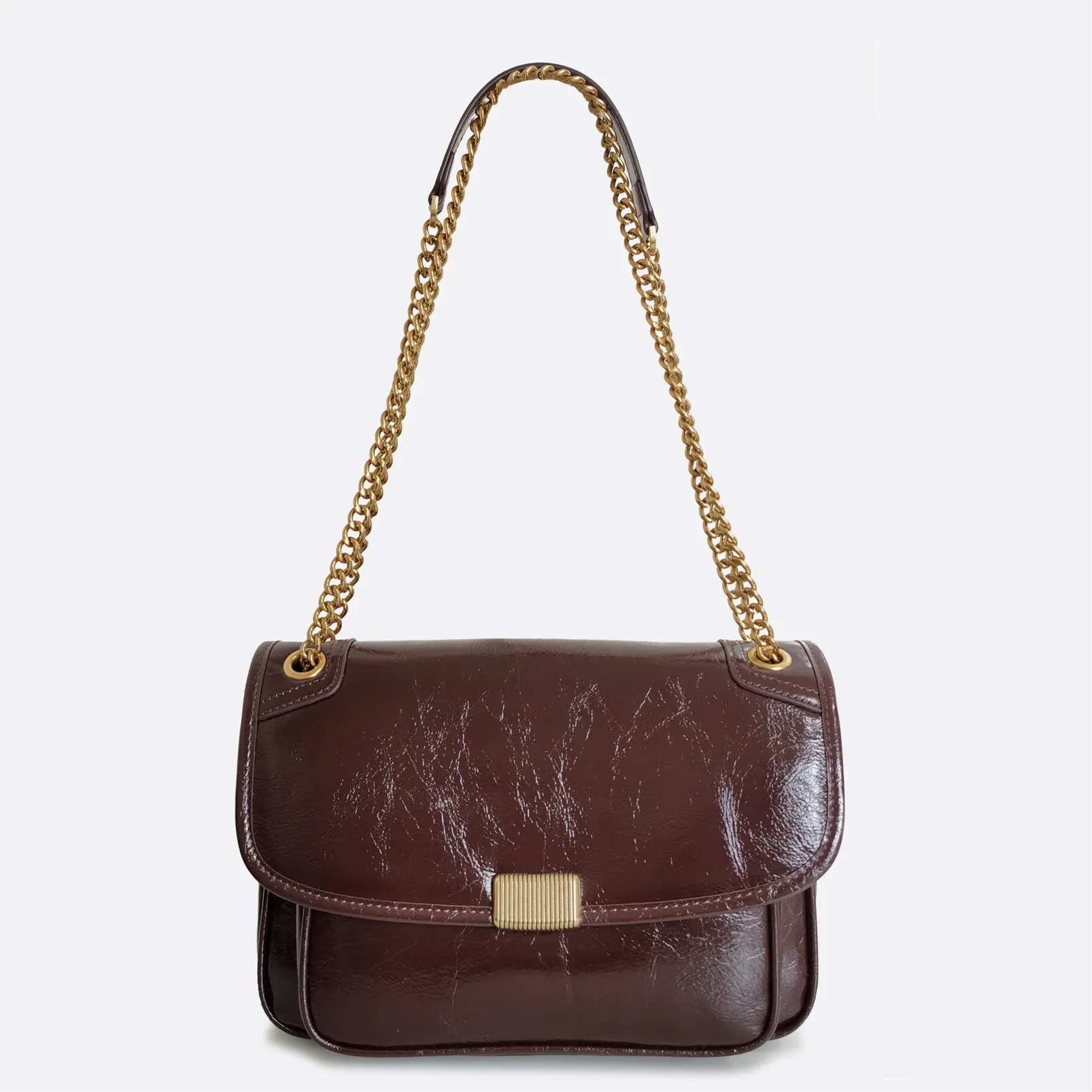 Women's genuine waxed cowhide leather messenger satchel bag