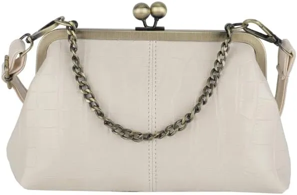 Women's Kiss Lock Crossbody Bag Small Kiss Clasp Crossbody Shoulder Bags Tote Purse Messenger Handbag