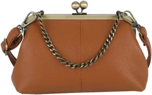 Women's Kiss Lock Crossbody Bag Small Kiss Clasp Crossbody Shoulder Bags Tote Purse Messenger Handbag