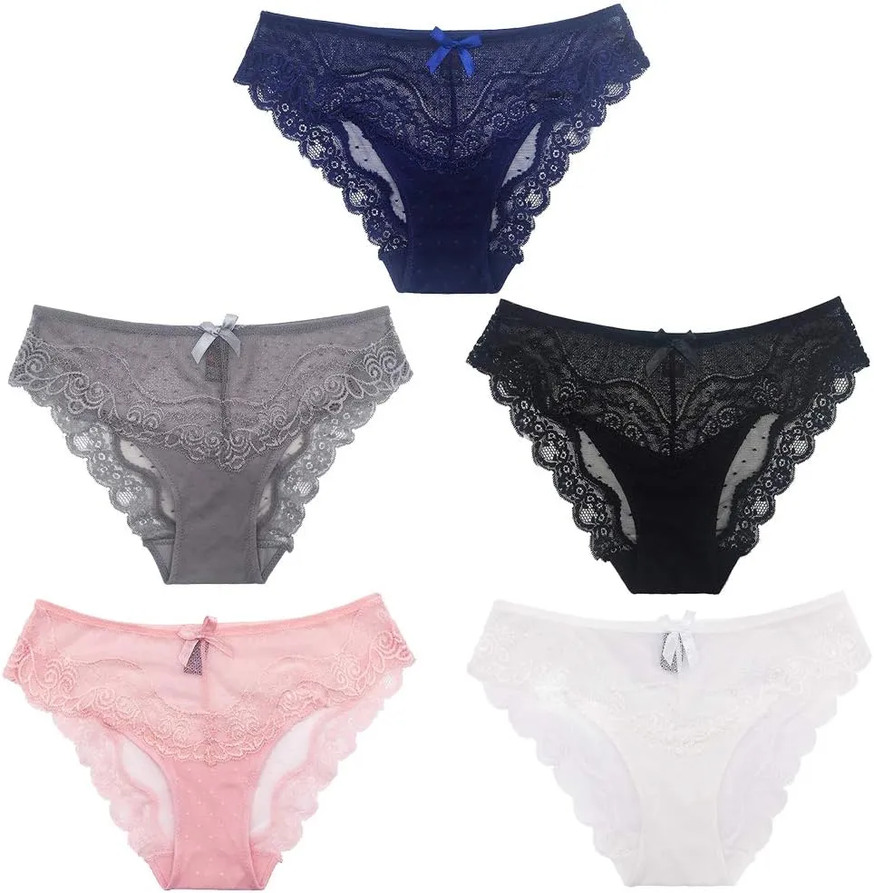 Women's Lace Underwear Sexy Panties for Women Comfort Cheeky Bikini Underwear Soft Hipster Brief Panties for Ladies