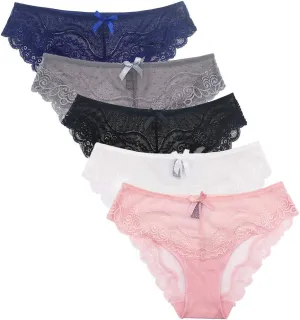 Women's Lace Underwear Sexy Panties for Women Comfort Cheeky Bikini Underwear Soft Hipster Brief Panties for Ladies