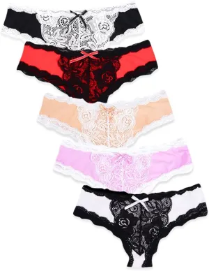 Women's Lace Underwear Sexy Panties for Women Comfort Cheeky Bikini Underwear Soft Hipster Brief Panties for Ladies